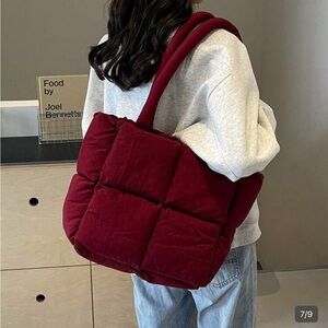 Stylish Burgundy Puffer Tote Bag